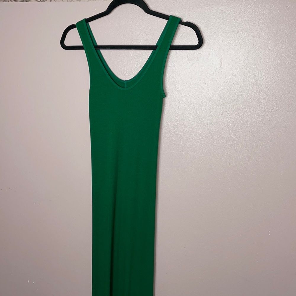 Enza Costa Rob Silk Tank Midi Dress Green